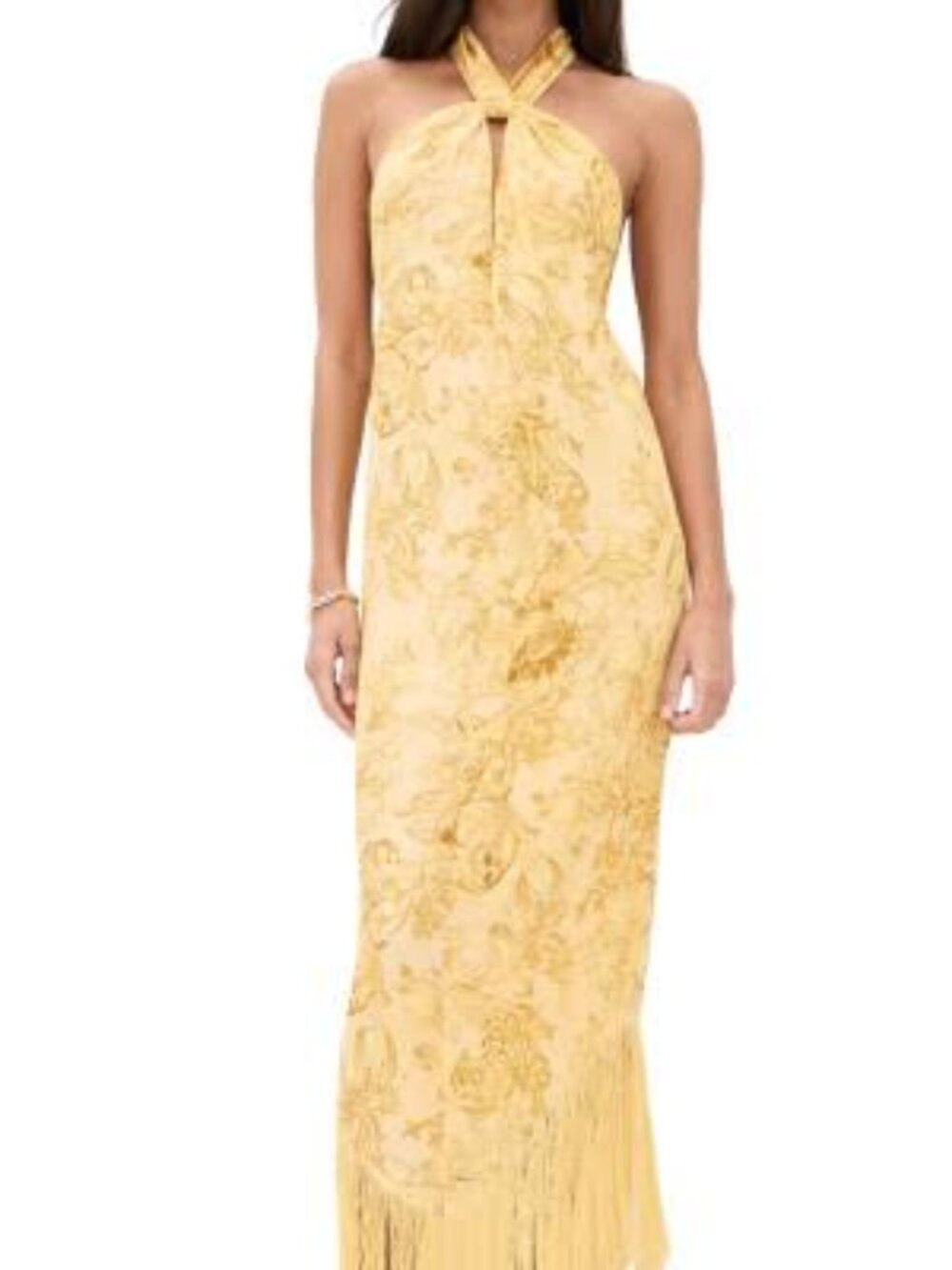 Hemant and Nandita Fringed Asymmetrical Dress - Yellow - size small 4-6